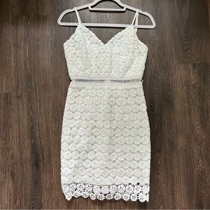 Minuet White Floral Lace Mini Dress